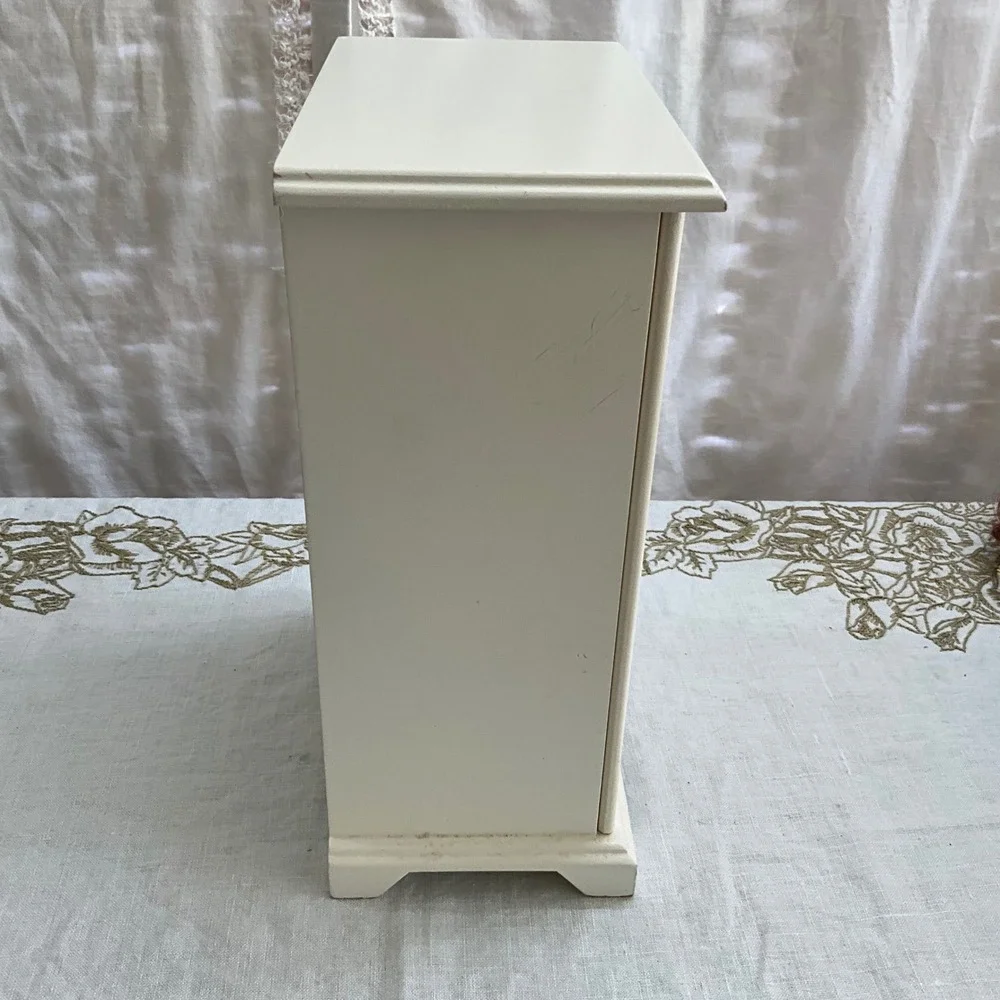 Vintage Avon Floral Wooden Jewelry Armoire Box Cream Pink Roses Cottagecore